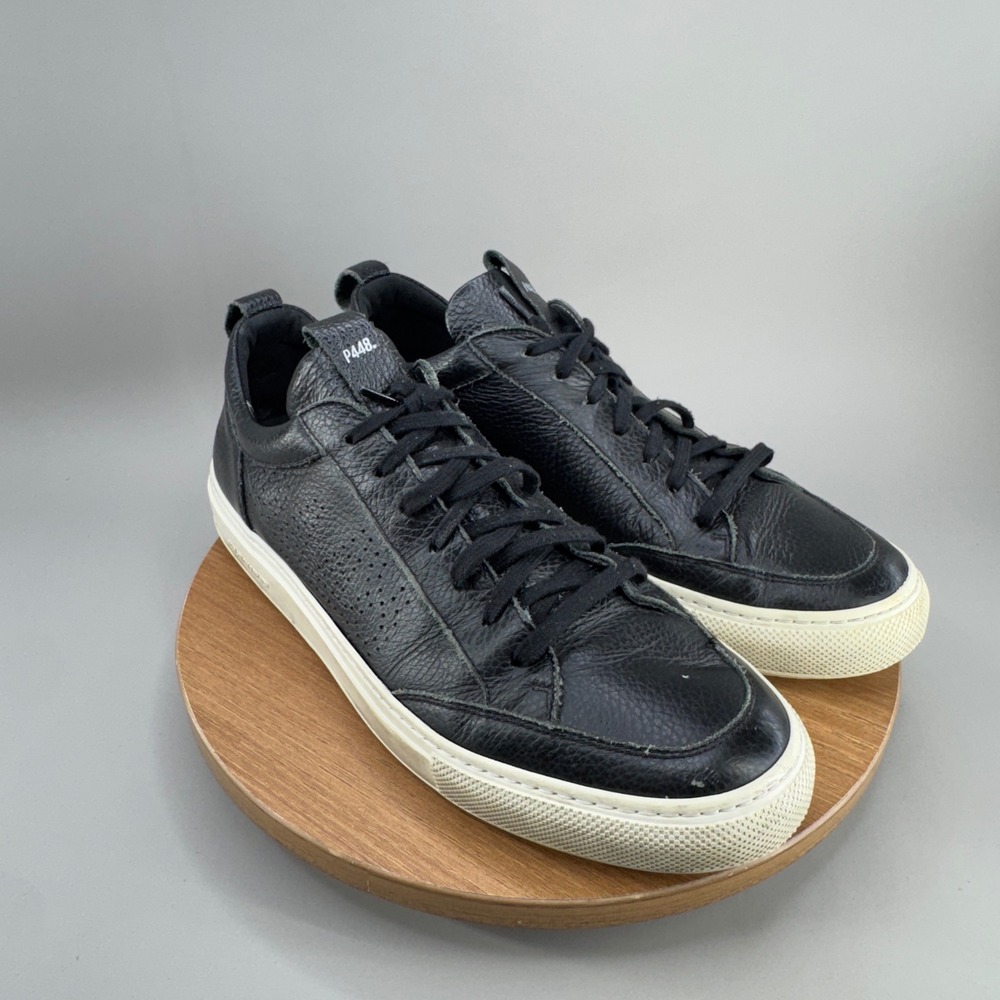 P448 Low Top Sneakers 44 Black Pebbled Leather Minimalist Streetwear Luxury